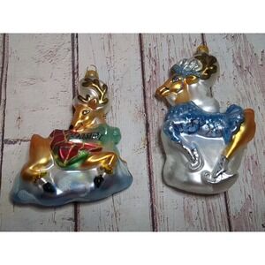 Blown Glass Christmas Ornaments CVS 2010 Dasher & Dancer Reindeer Lot of 2 EUC